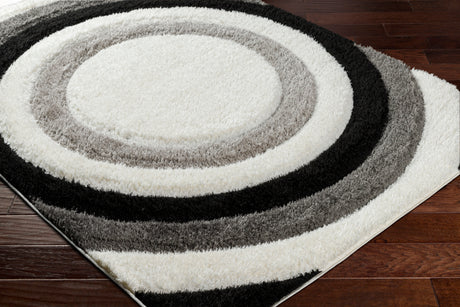 Surya Bologna Bog-2311 Light Silver, White, Jet Black Rug.