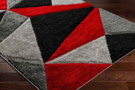 Surya Bologna Bog-2316 Dark Red, Jet Black, Pewter, Pale Slate, Charcoal Rug.