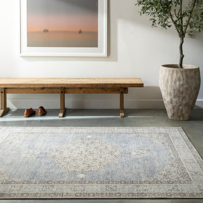 Surya Lila Bolc-2303 Denim, Silver Gray, Seafoam, Medium Gray, Off-White Area Rug