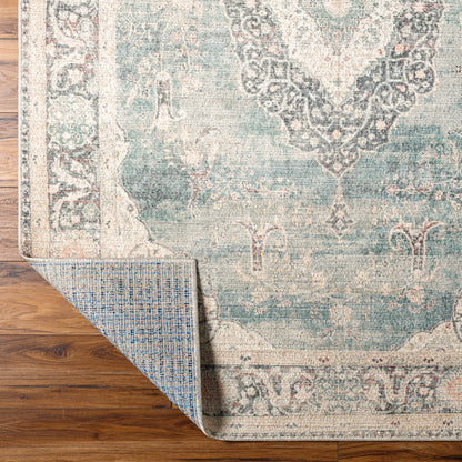 Surya Marlene Bomn-2300 Ice Blue, Blue, Cream, Light Sage, Charcoal, Burgundy Area Rug