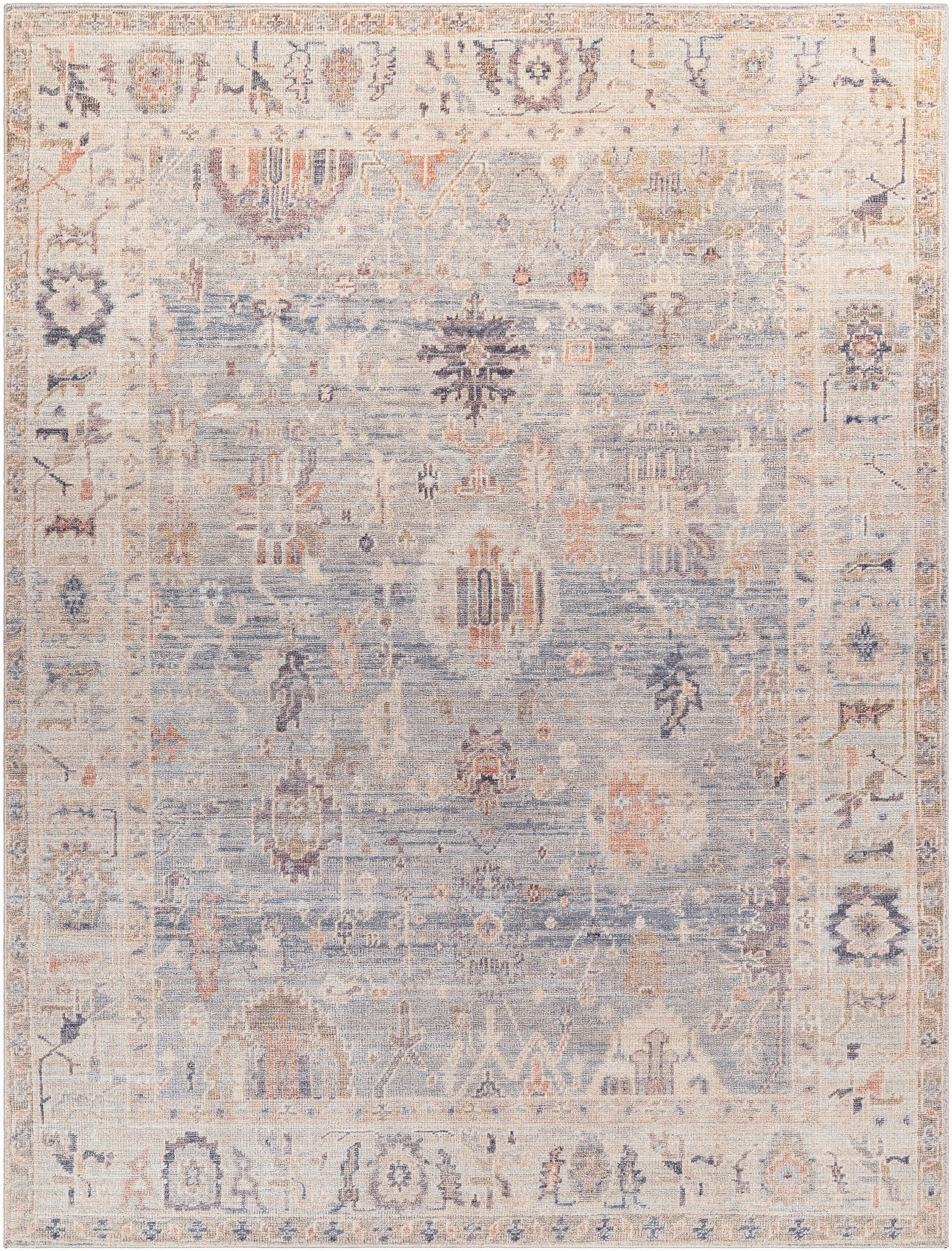 Surya Marlene Bomn-2306 Pale Blue, Dusty Sage, Medium Gray, Charcoal, Mauve, Dusty Coral Area Rug