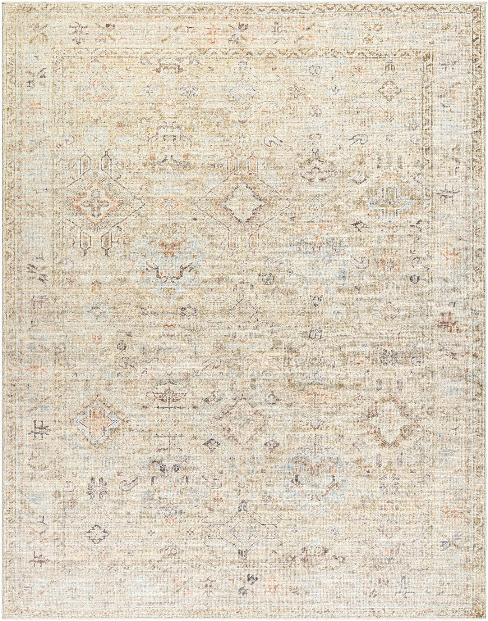 Surya Marlene Bomn-2308 Ivory, Cream, Medium Brown, Dusty Coral, Seafoam, Mustard Area Rug