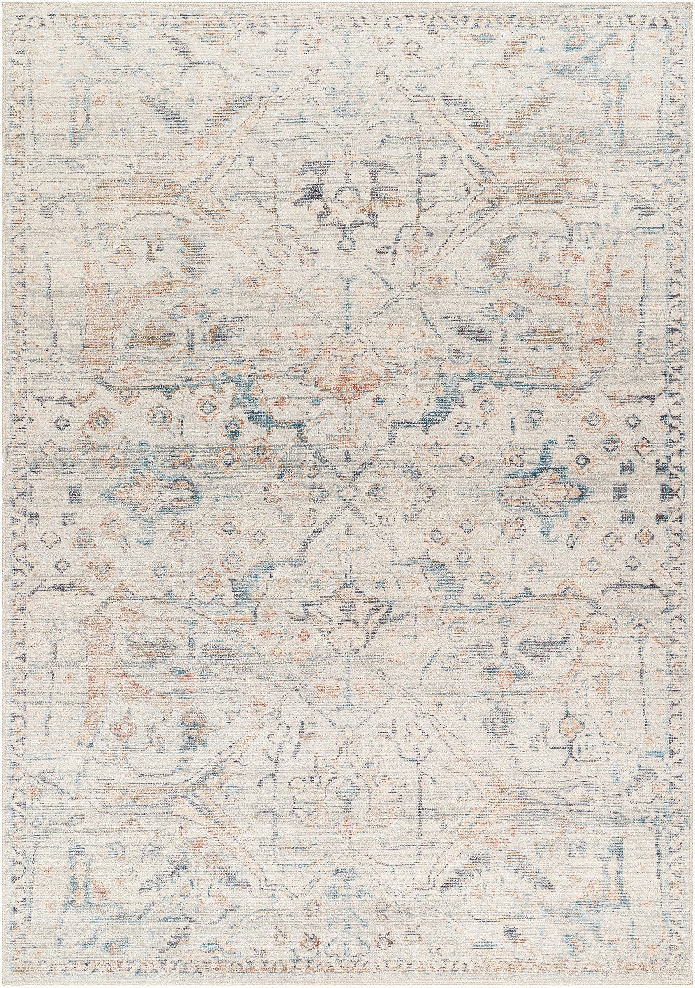 Surya Marlene Bomn-2309 Cream, Pale Blue, Light Blue, Olive, Rust, Black Area Rug