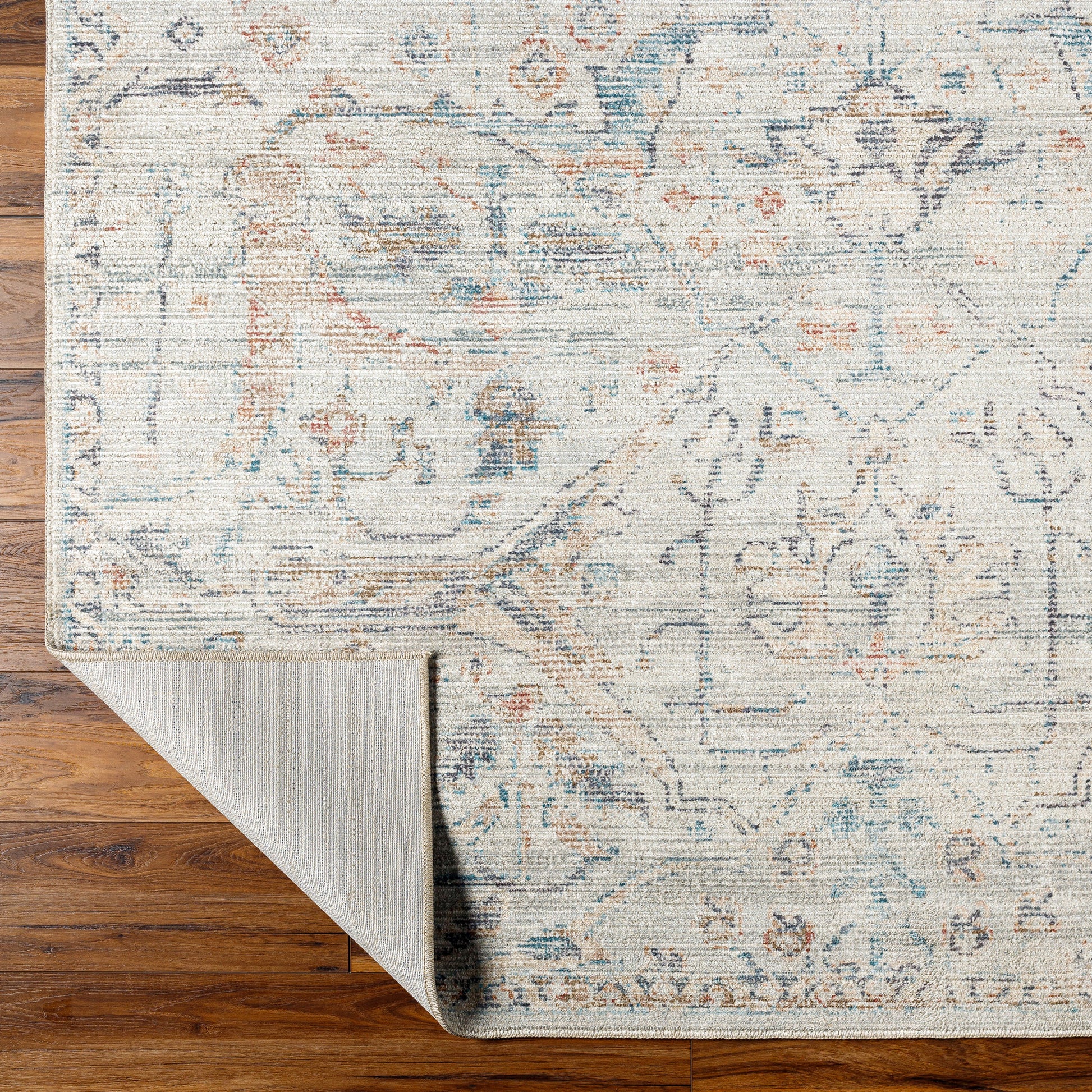 Surya Marlene Bomn-2309 Cream, Pale Blue, Light Blue, Olive, Rust, Black Area Rug