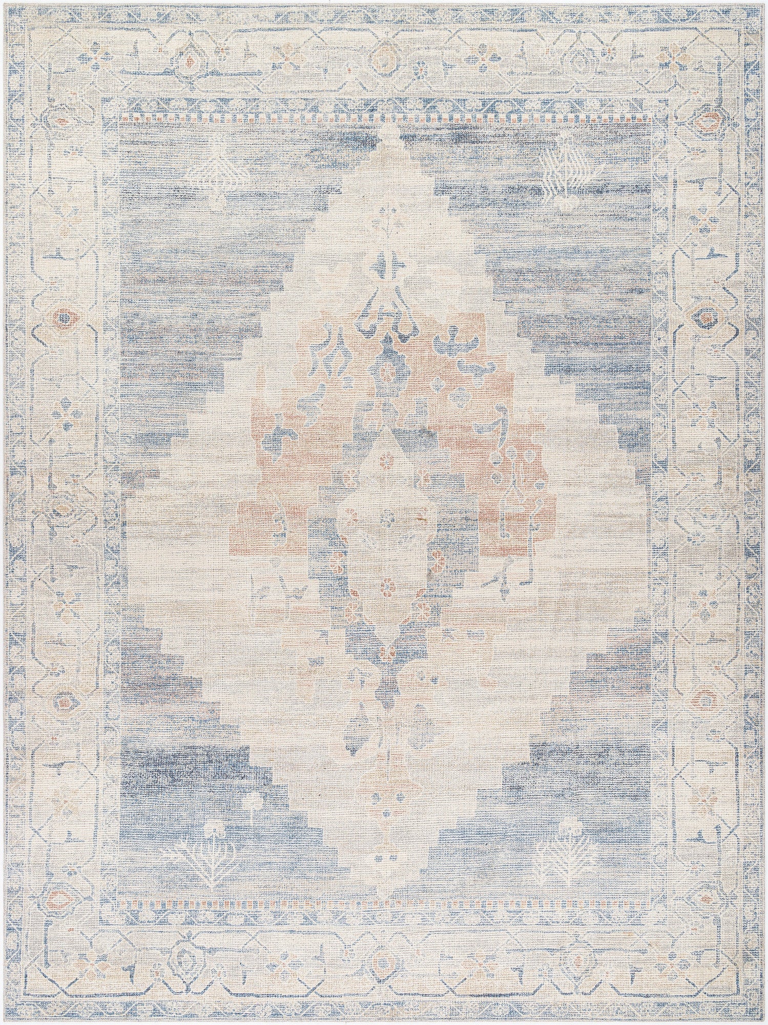 Surya Luca Bonc-2300 Denim, Light Gray, Amber, Medium Brown, Ivory, Medium Gray Area Rug