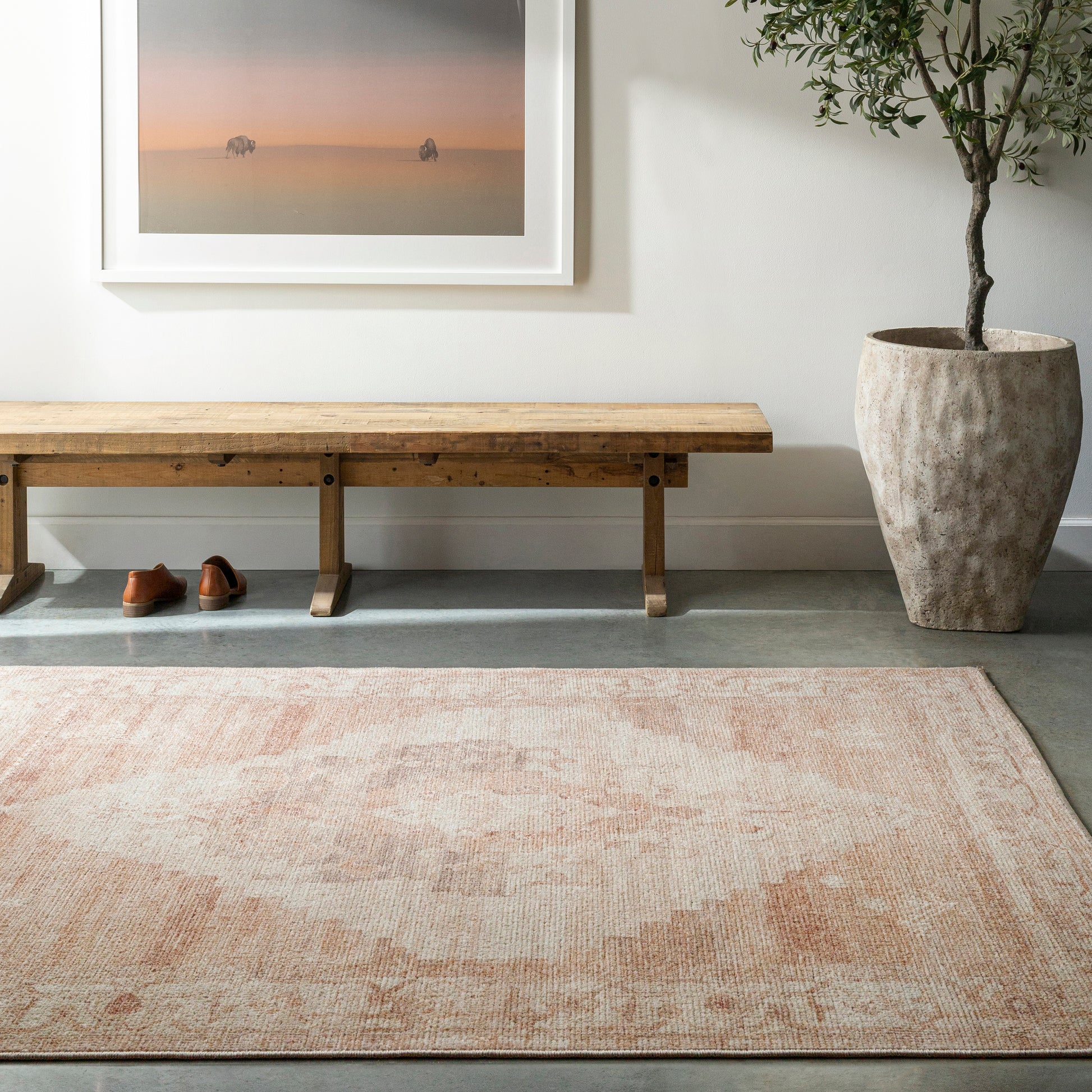 Surya Luca Bonc-2301 Ivory, Dusty Pink, Medium Brown, Tan, Brown Area Rug