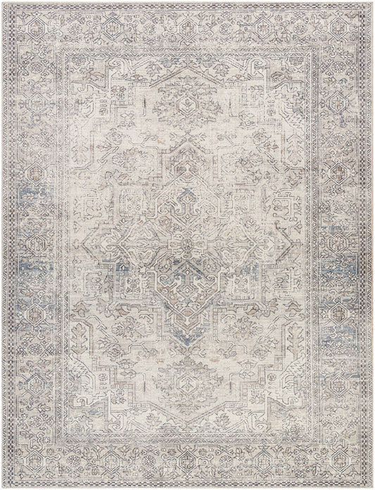 Surya Margot Bosc-2300 White, Light Sage, Charcoal, Brown, Wheat, Light Blue Area Rug