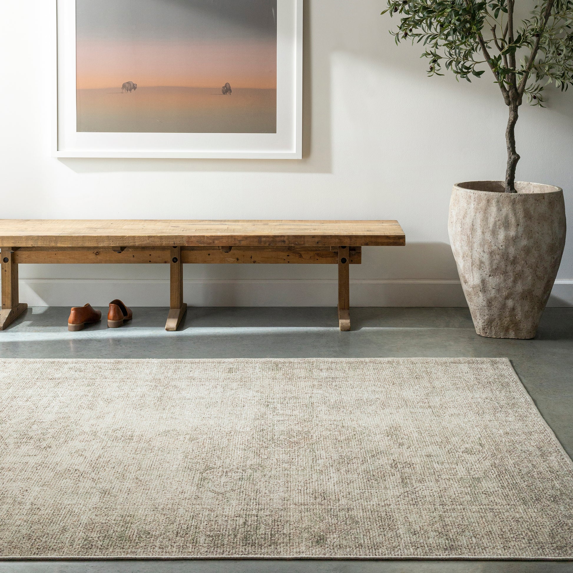 Surya Margot Bosc-2302 Off-White, Dusty Sage, Dark Brown, Olive, Tan Area Rug