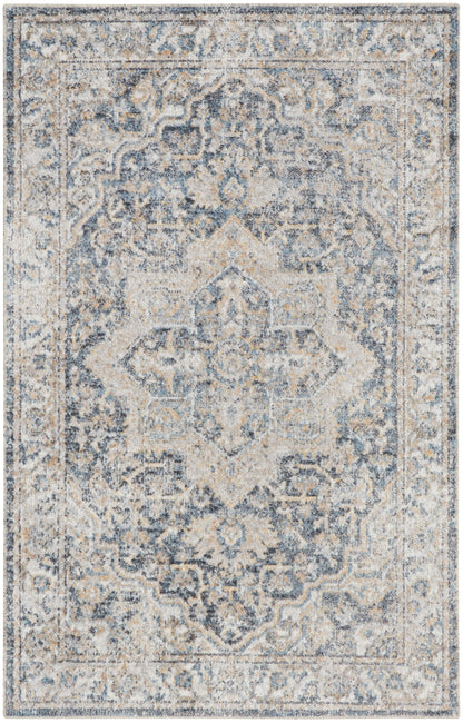 Nourison Astra Machine Washable Asw12 Grey/Blue Area Rug