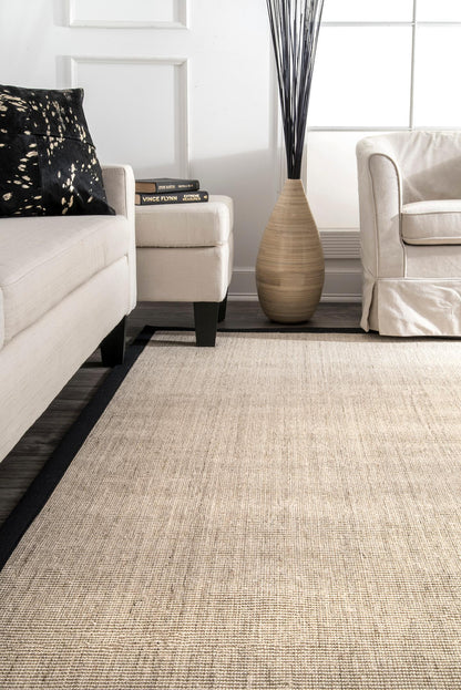 Nuloom Bordered Maryjo Sisal Zhss03B Black Area Rug