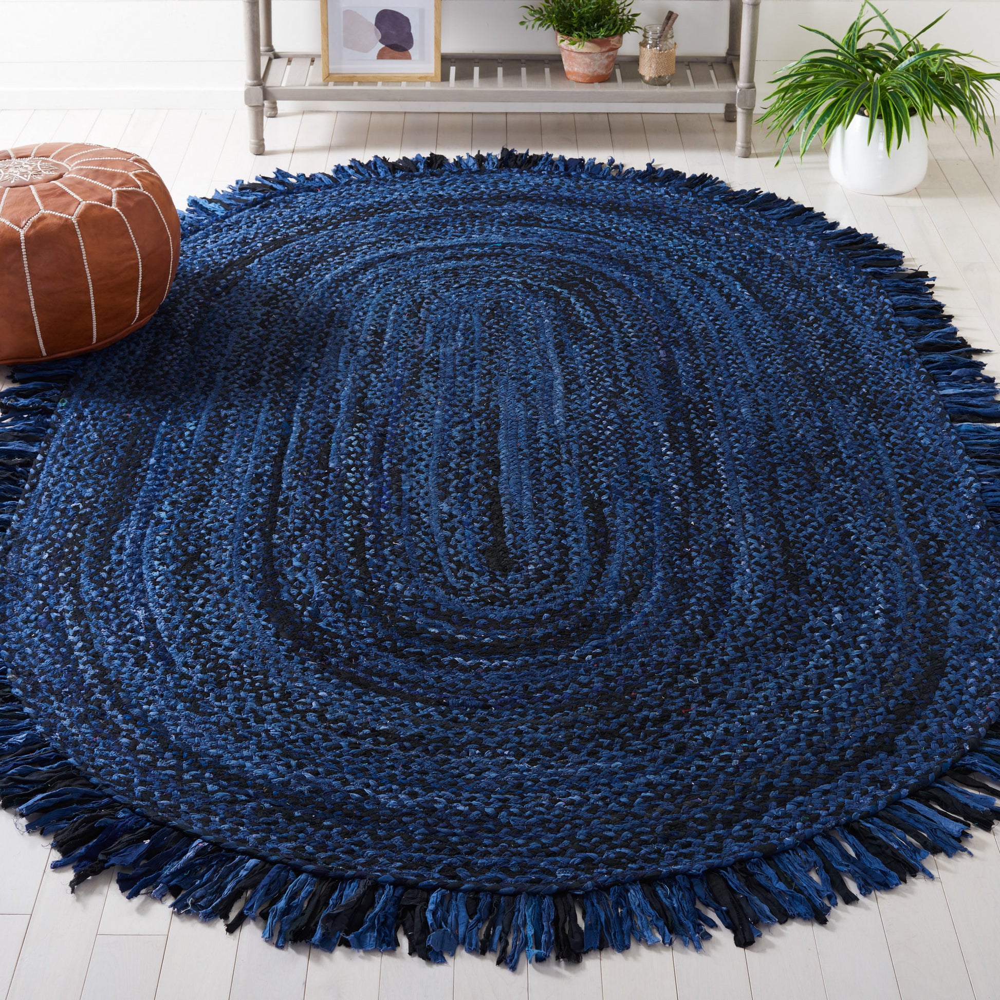 Safavieh Braided Brd451N Navy/Black Area Rug