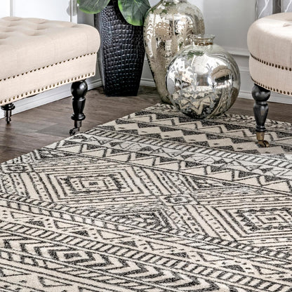 Nuloom Tribal Becky Bdbd03B Dark Gray Area Rug