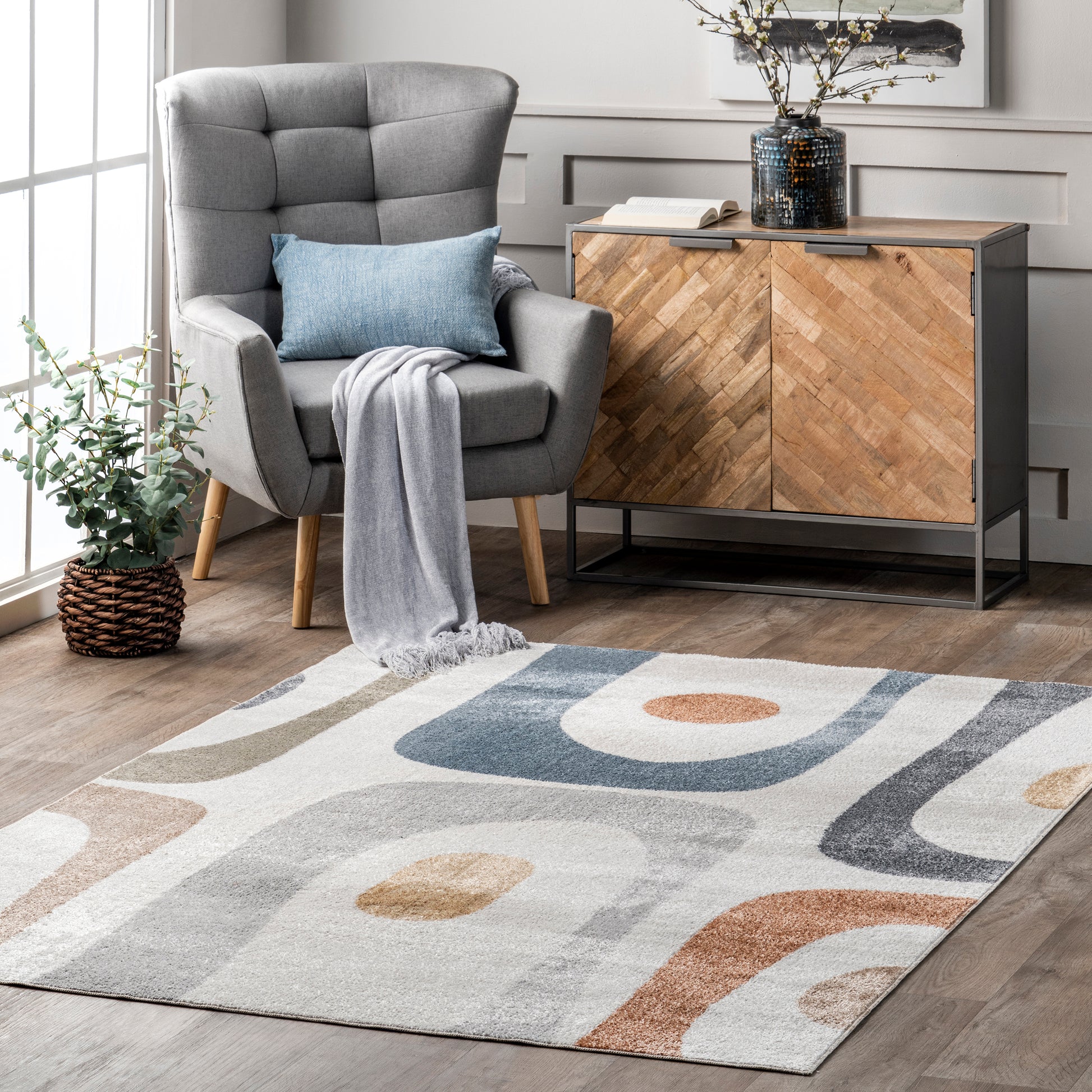 Nuloom Renee Abstract Shapes Grhn08A Beige Area Rug