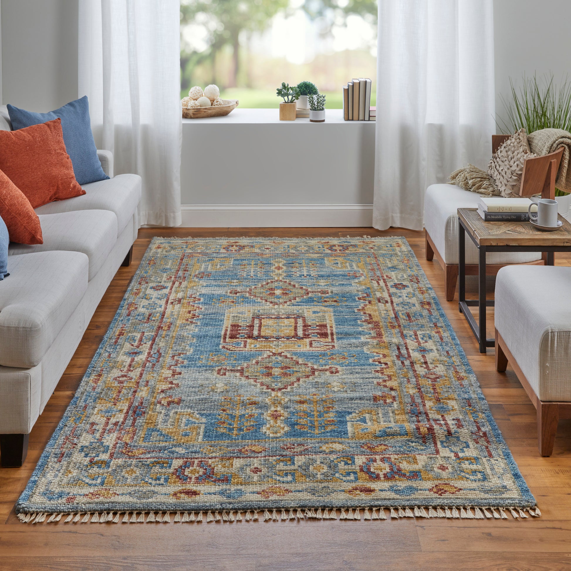 Feizy Fillmore Fil6944F Blue/Yellow/Red Area Rug