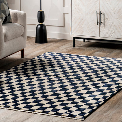 Nuloom Dominique Abstract Checkered Bdsn41A Navy Area Rug