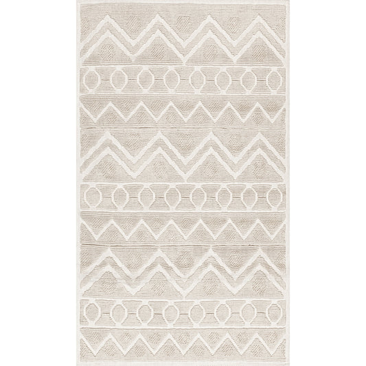 Nuloom Easton Textured Tribal Psko07B Ivory Area Rug