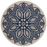 Safavieh Courtyard 6'-7" x 6'-7" Rug in Beige / Navy