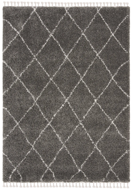 Safavieh Moroccan Fringe Shag 4'-0" x 6'-0" Rug in Grey / Ivory