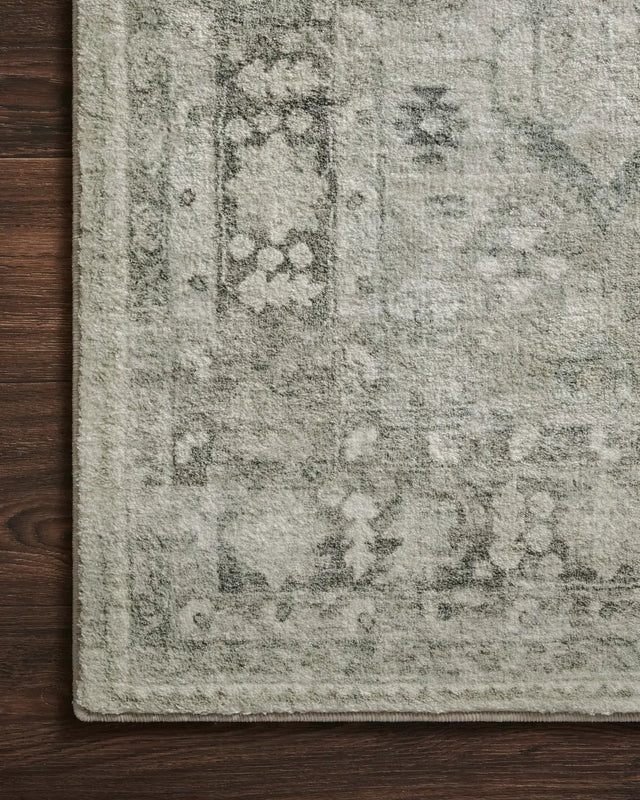 Loloi Rosette Ros-04 Steel/Graphite Rugs - corner on wood
