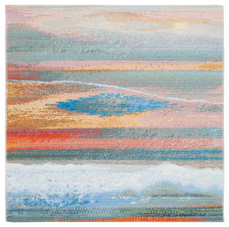 Safavieh Barbados 500 5'-3" x 5'-3" Rug in Light Blue / Pink