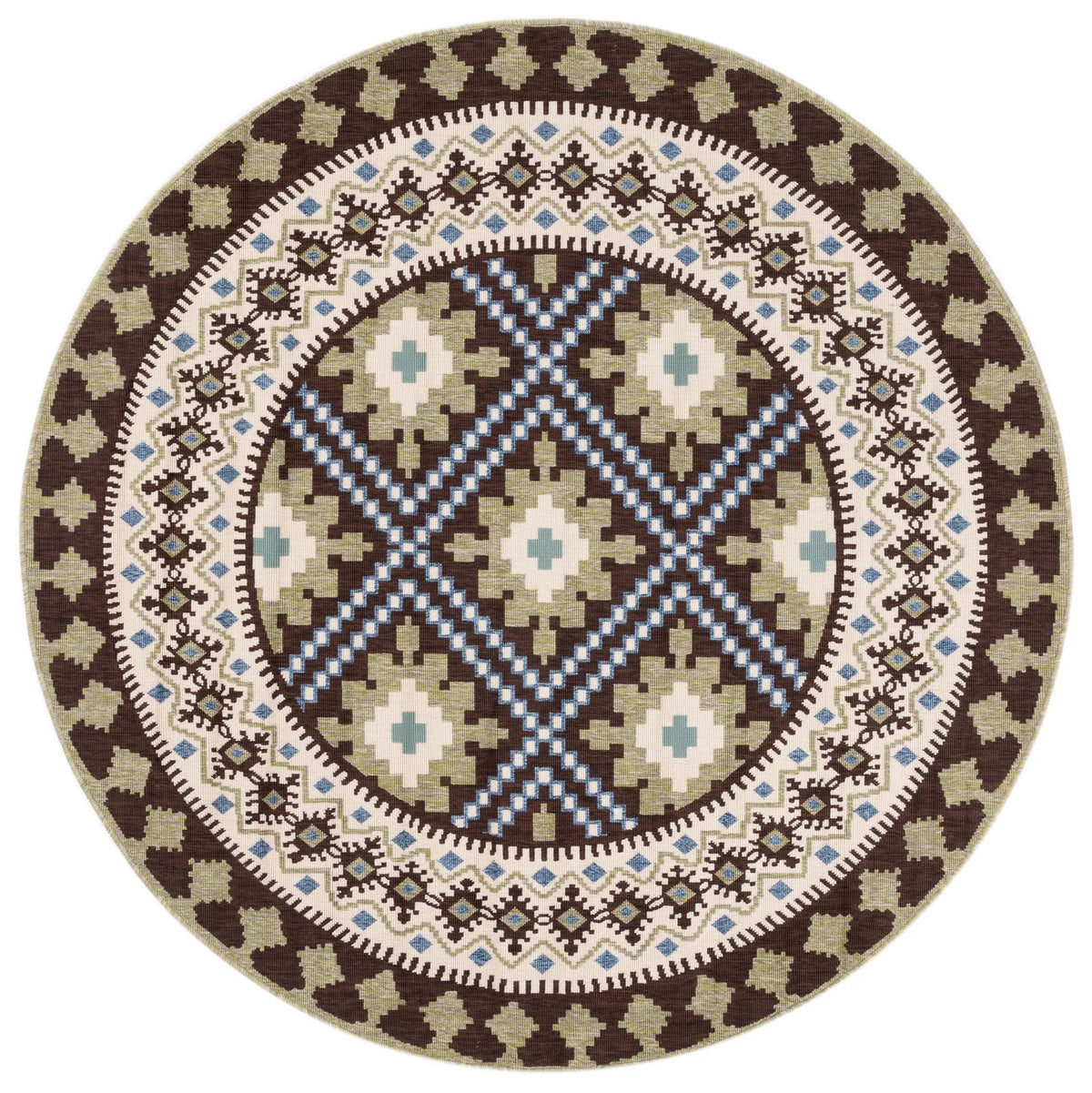 Safavieh Veranda 6'-7" x 6'-7" Rug in Chocolate / Green