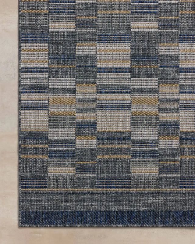 Loloi Birch BIR-04 Denim / Gold Rug - corner on wood