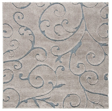 Safavieh Florida Shag 6'-7" x 6'-7" Rug in Grey / Light Blue