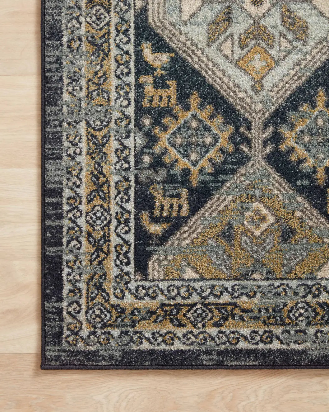 Loloi Jocelyn Joc-02 Navy/Blue Rugs - corner on wood