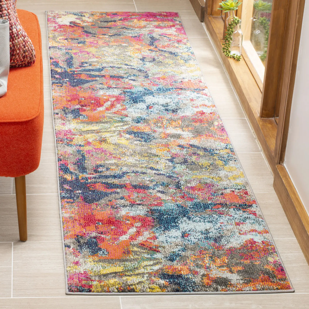 Safavieh Monaco 2'-2" x 8'-0" Rug in Blue / Orange