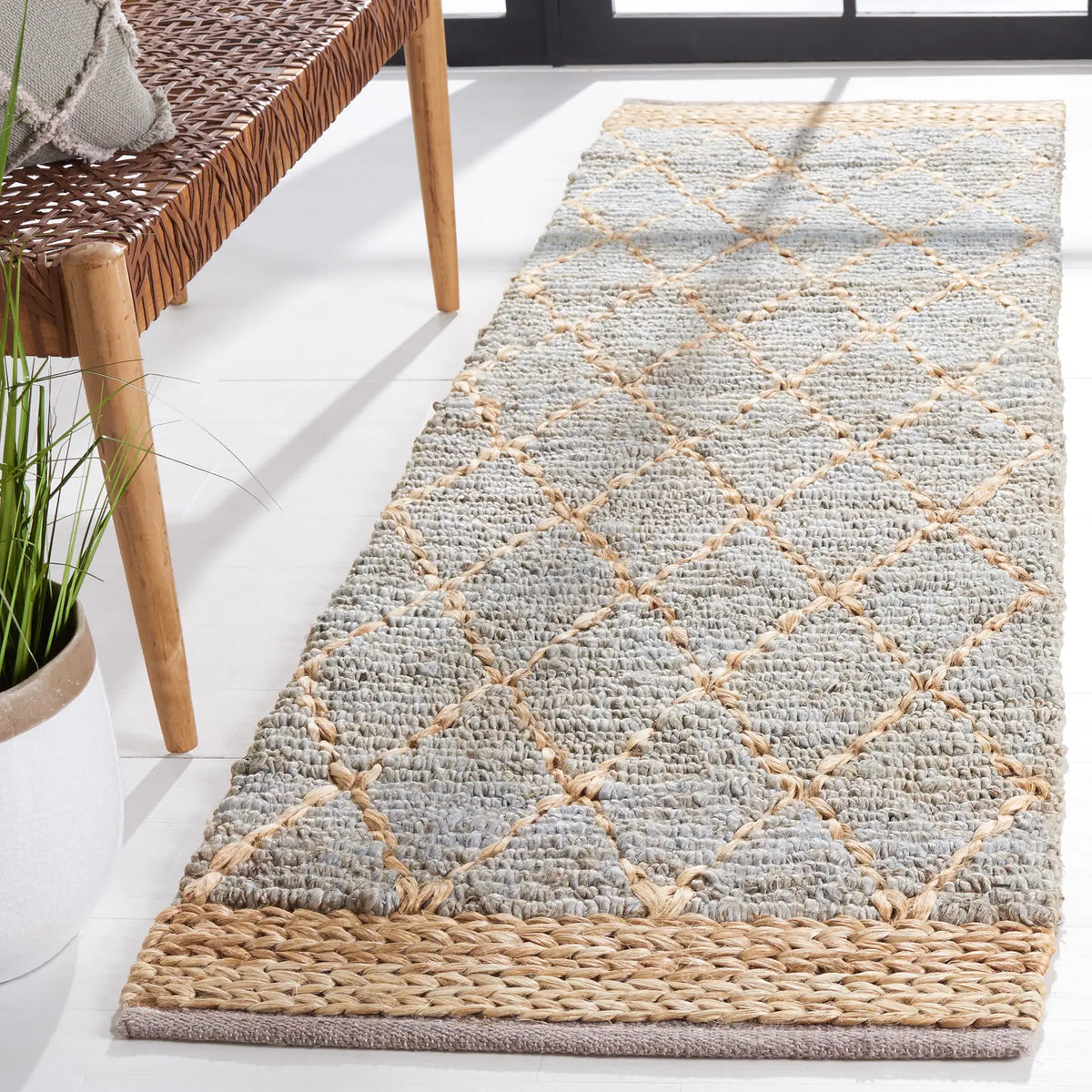Safavieh Natural Fiber 2'-6" x 10'-0" Rug in Light Blue