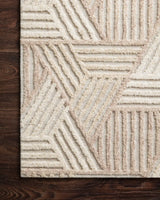 Loloi Ehren Ehr-04 Oatmeal / Ivory Rugs - corner on wood
