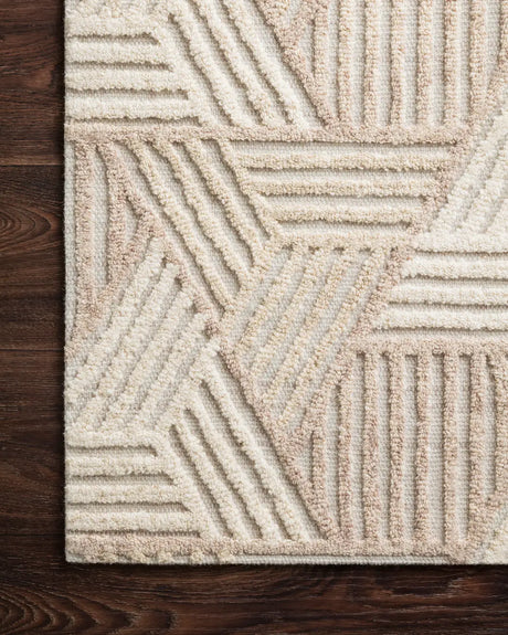 Loloi Ehren Ehr-04 Oatmeal / Ivory Rugs - corner on wood