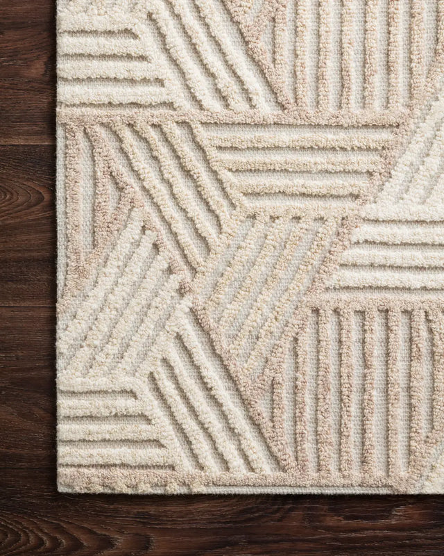 Loloi Ehren Ehr-04 Oatmeal / Ivory Rugs - corner on wood