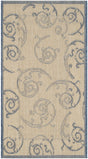 Safavieh Courtyard 2'-0" x 3'-7" Rug in Natural / Blue