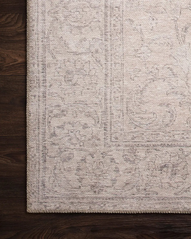 Loloi Loren Lq-12 Sand Rugs - corner on wood