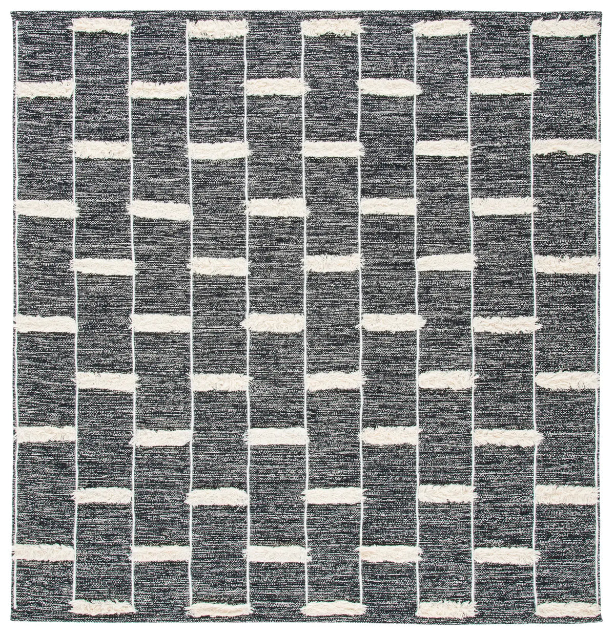 Safavieh Striped Kilim 7'-0" x 7'-0" Rug in Black / Ivory