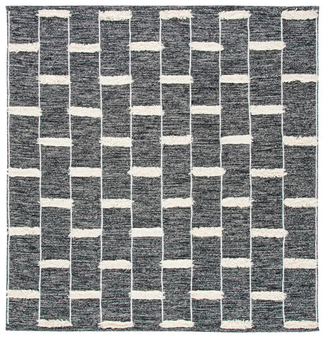 Safavieh Striped Kilim 7'-0" x 7'-0" Rug in Black / Ivory
