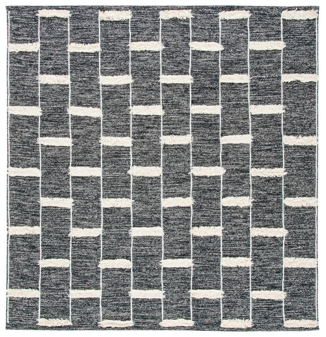 Safavieh Striped Kilim 7'-0" x 7'-0" Rug in Black / Ivory