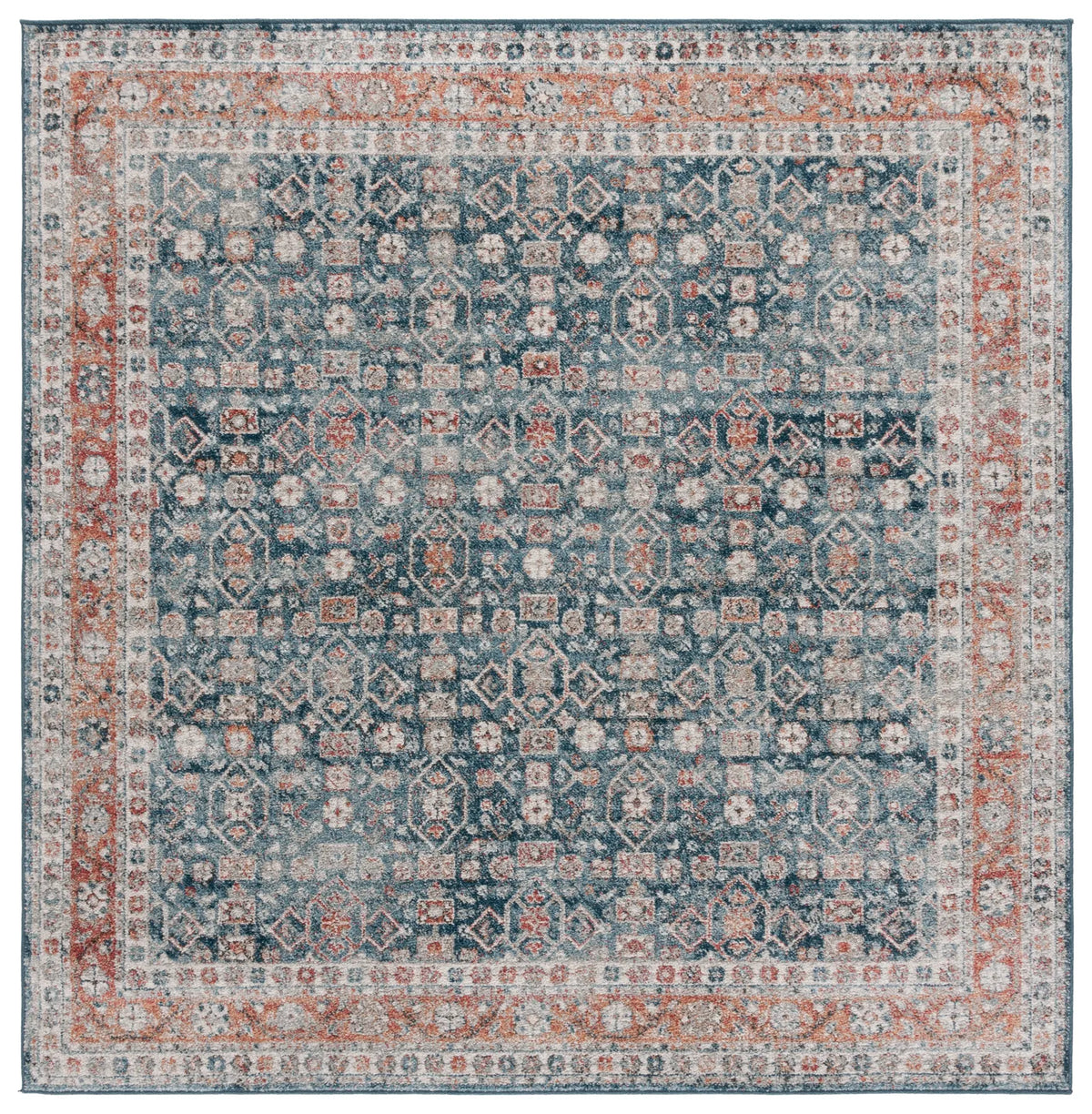 Safavieh Vintage Tabriz 6'-7" x 6'-7" Rug in Blue / Rust