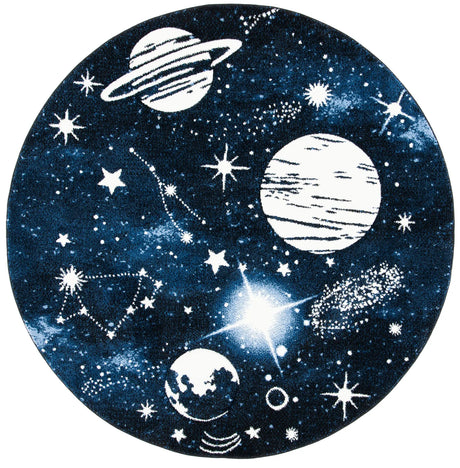 Safavieh Carousel Kids 100 5'-3" x 5'-3" Rug in Dark Blue / Light Blue