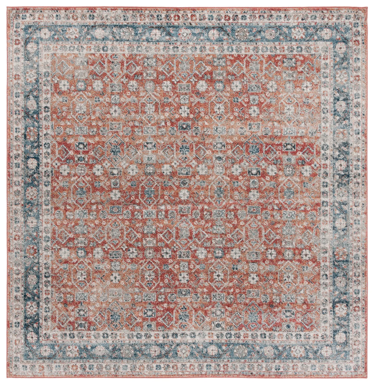 Safavieh Vintage Tabriz 6'-7" x 6'-7" Rug in Rust / Blue