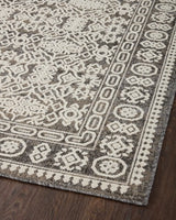 Loloi Rainier Rai-02 Pebble/Ivory Rug - angled corner on wood