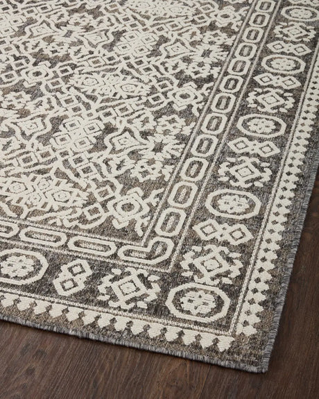 Loloi Rainier Rai-02 Pebble/Ivory Rug - angled corner on wood