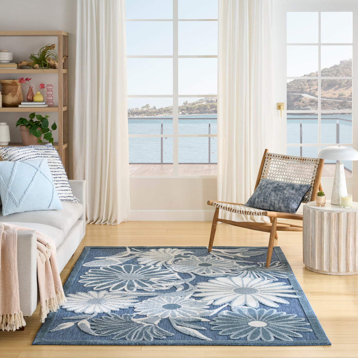 Nourison Aloha ALH33 Machine Made Blue Rug