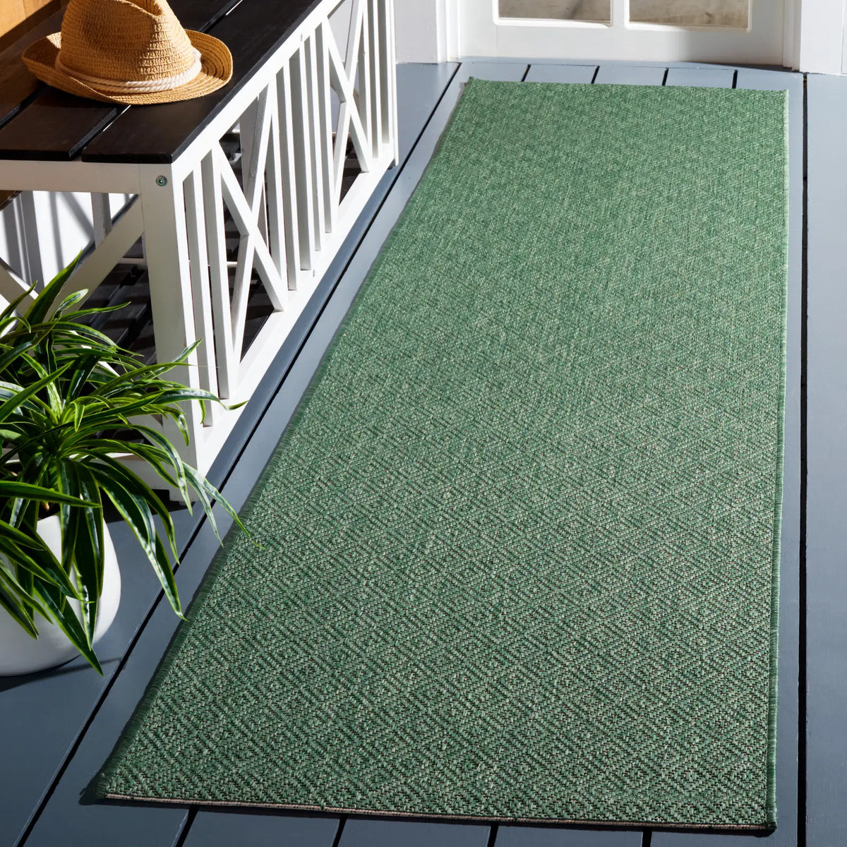 Safavieh Courtyard 2'-3" x 8'-0" Rug in Dark Green