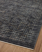 Loloi Soho Soh-01 Onyx/Silver Rug - angled corner on wood