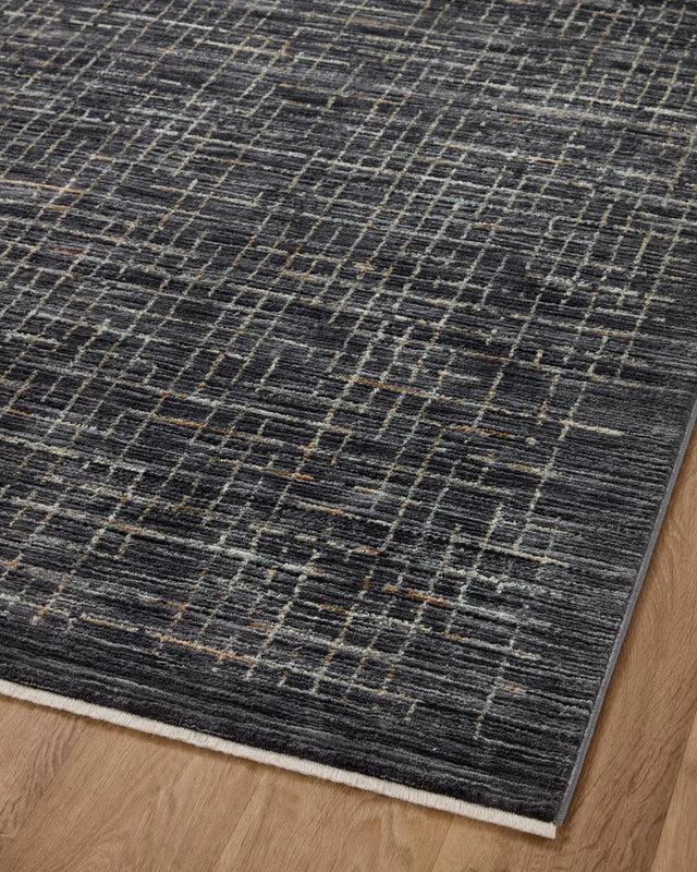 Loloi Soho Soh-01 Onyx/Silver Rug - angled corner on wood