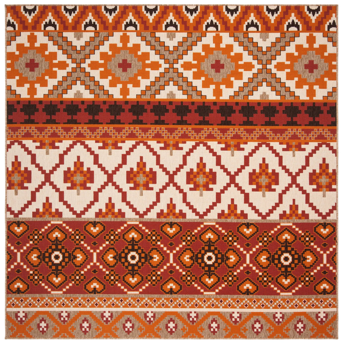 Safavieh Veranda 6'-7" x 6'-7" Rug in Red / Beige