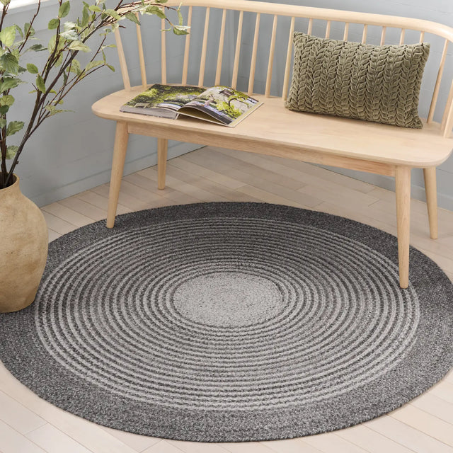 Safavieh Braided 5'-0" x 5'-0" Rug in Charcoal / Grey
