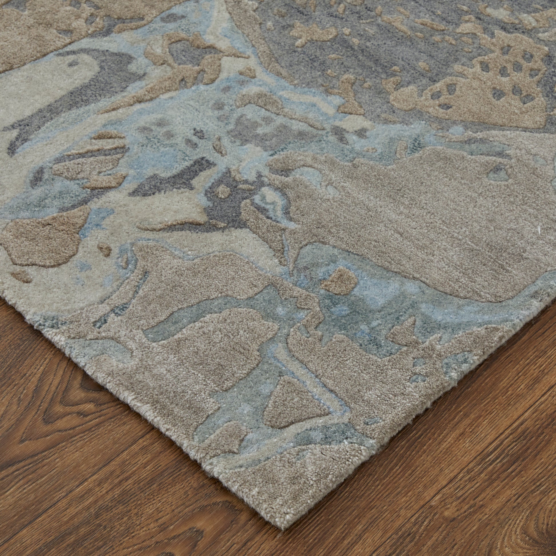 Feizy Zarah Zrh8918F Gray/Tan/Blue Area Rug